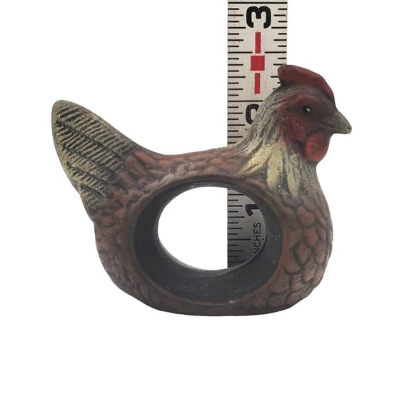 Set 4x Rooster Farmhouse Chicken Ceramic Napkin Rings Table Setting Decor County - Picture 6 of 6